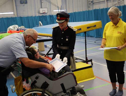 CCL learners are presented with their British Gymnastics Trampolining Certificates from The Lord-Lieutenant of Shropshire